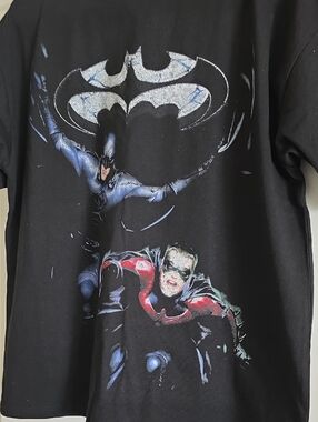 Batman Black Short Sleeve Tee with Blue and Red Graphic